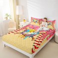 thumbnail image 3 of Castle Fairy Baseball Ice Cream Bed Sheets 4-Piece, Sport Theme Full Size Sheets, Yellow Pink Blue,1 Fitted Sheet, 1 Flat Sheet and 2 Pillowcases, 3 of 6