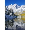 thumbnail image 2 of Colorado  Near Aspen  Landscape Of Maroon Lake And On Maroon Bells In Distance  Early Snow. Poster Print, 2 of 2
