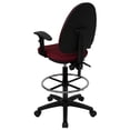 thumbnail image 3 of Flash Furniture Mid-Back Burgundy Fabric Multifunction Ergonomic Drafting Chair with Adjustable Lumbar Support and Adjustable Arms, 3 of 5