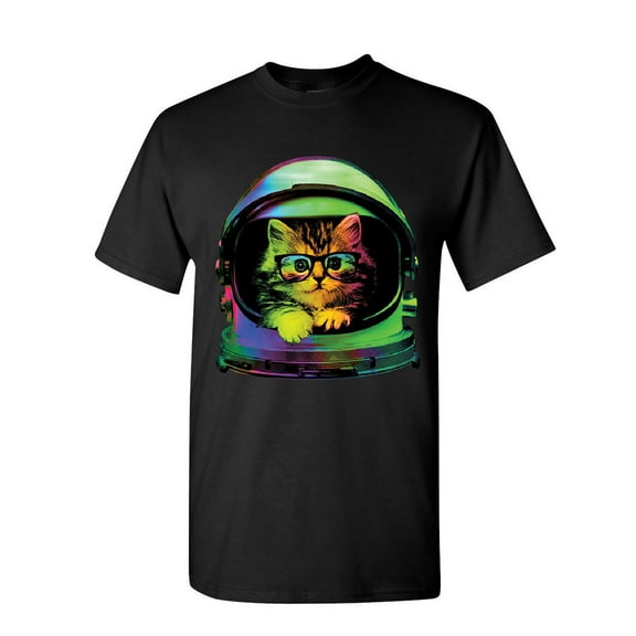 Tee Hunt Space Cat T-Shirt Astronaut Galaxy Cat Cute Kitten Pet Lovers Mens Shirt