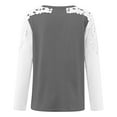 thumbnail image 3 of WREESH Womens Fashion T-Shirts Color Block Casual Round-Neck Lace Hollow Out Long Sleeve Pullover Slimming Blouse T-Shirt Tops Dark Gray, 3 of 4