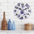 thumbnail image 3 of Watercolor Purple Flowers Round Wall Clock, Battery Operated Silent Non Ticking Desk Clock for Home Bedroom Kitchen Office School Wall Clock 9.9 Inch Home Decor, 3 of 6