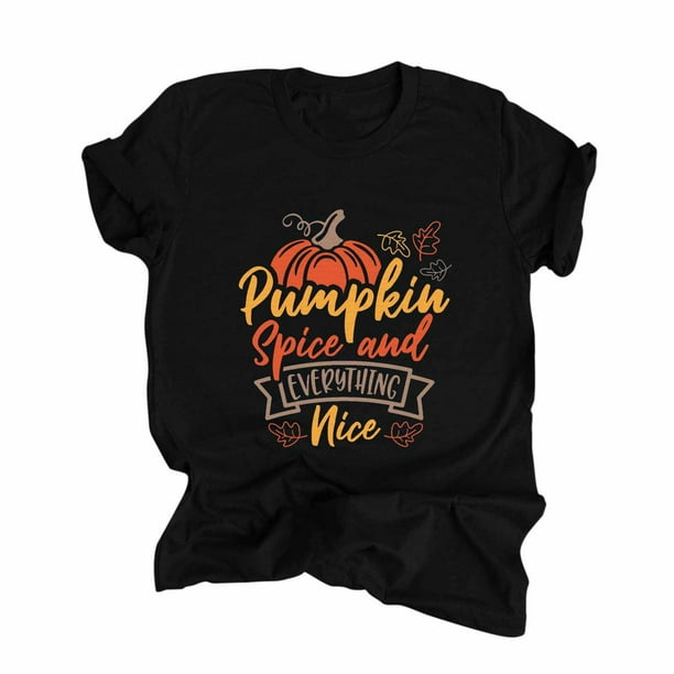 Blusa Informal Con Estampado de Acción de Gracias Para Mujer, Camiseta de Manga Corta Odeerbi ODB151243