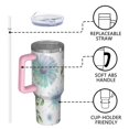thumbnail image 4 of Floral 40oz Tumbler– Stainless Steel Insulated Tumbler with Handle and Straw, Large Capacity Travel Cup for Hot & Cold Drinks,Thanksgiving,Christmas, Spring,Flower, 4 of 6