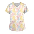 thumbnail image 3 of HAVUITYY Women Easter Scrub Tops Cute Bunny Eggs Print Nursing Uniforms Breathable Plus Size Comfy Easter Scurbs for Womens, 3 of 5