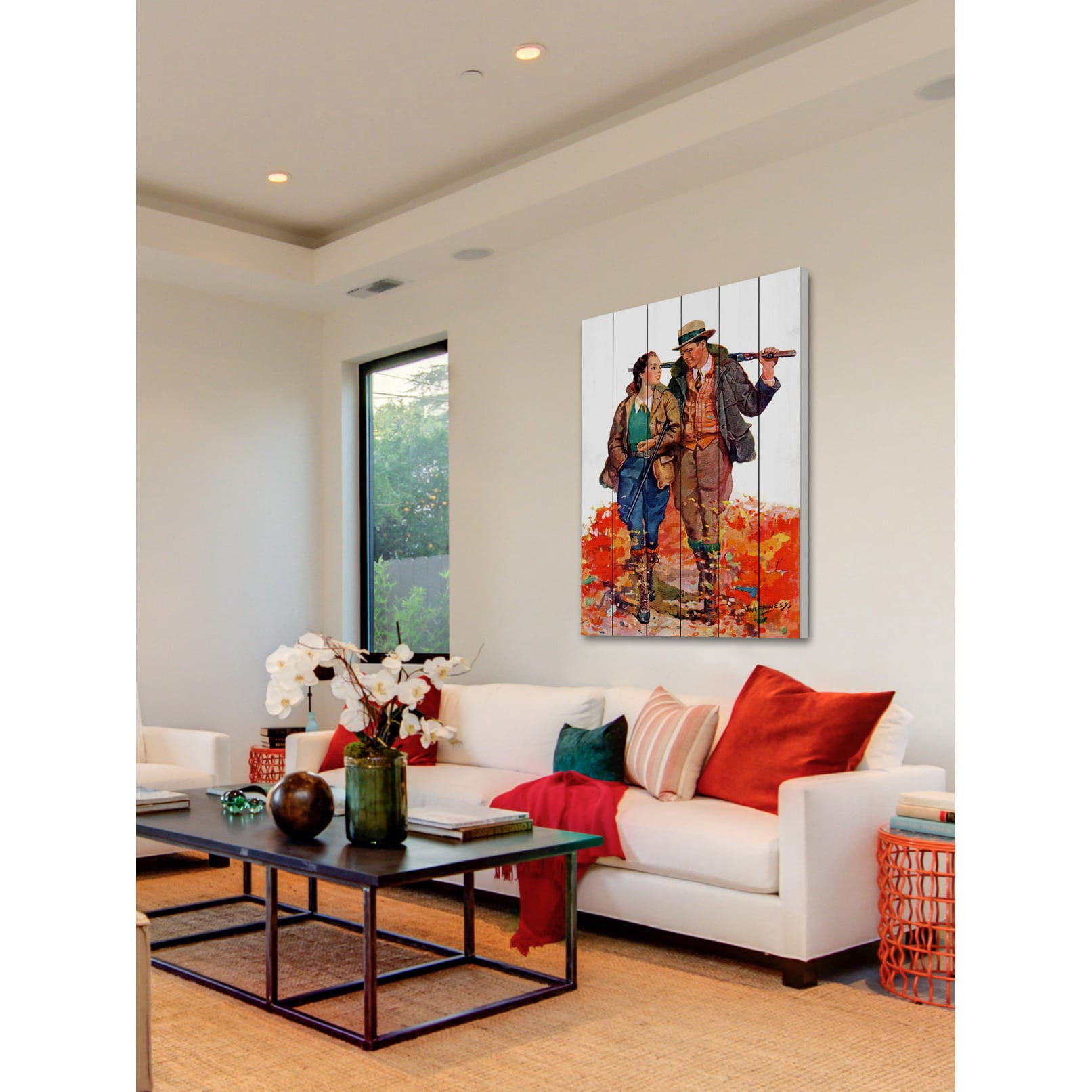 Marmont Hill "Hunting Couple" Painting Print on White Wood