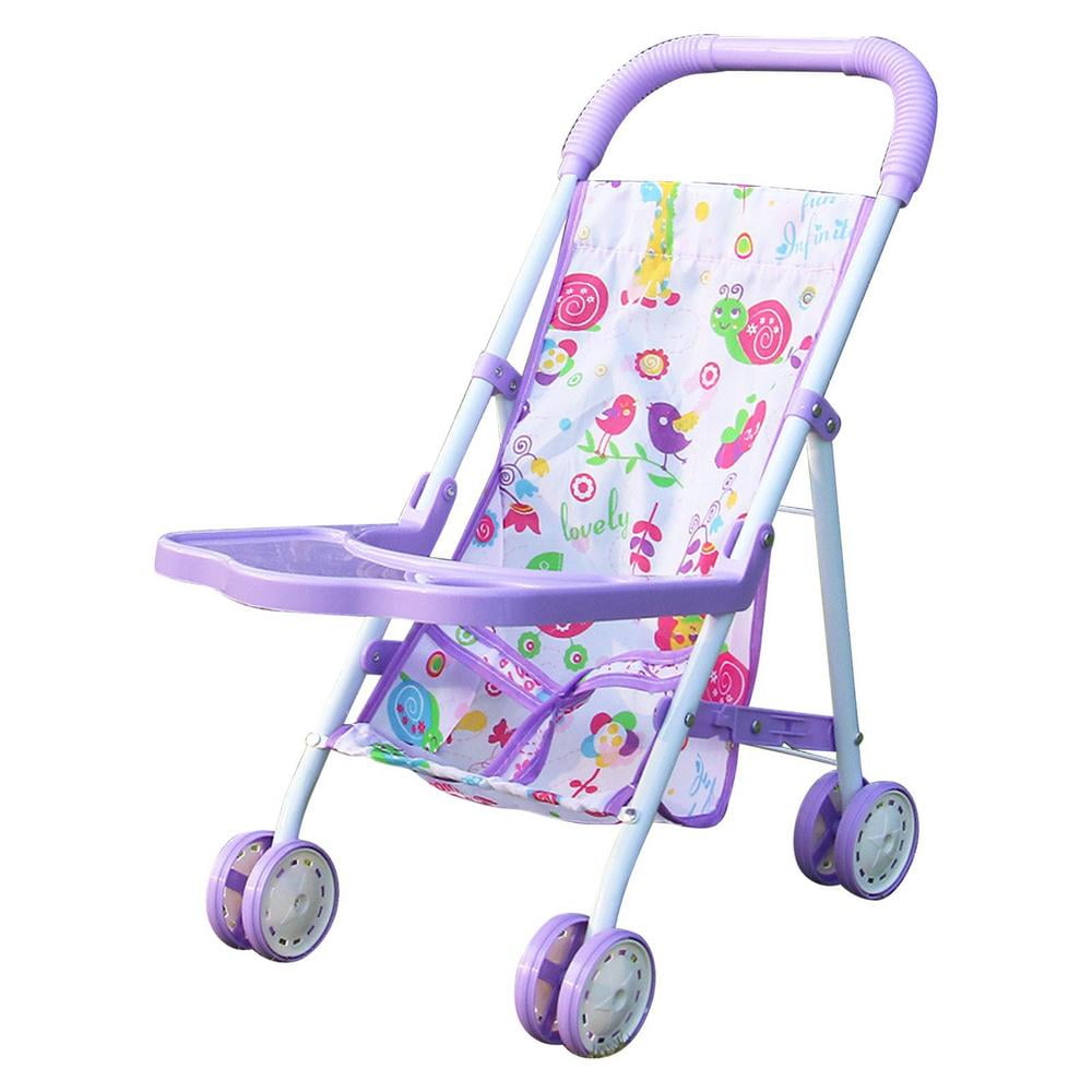 Folding Three Wheel Doll Jogging Stroller Pink/Gingham