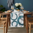thumbnail image 2 of Turquoise Grey Table Runner - 48 Inch Long, Kitchen Dining Table Runner Dresser Scarves, Geometric Circle Modern Abstract Simple Art Farmhouse Decor for Coffee Tables Wedding Party Banquet, 2 of 8