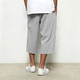 thumbnail image 4 of Mens Capri Pants Cropped Pants Below Knee Long Shorts 3/4 Loose Fit Lightweight Drawstring Sweatpants Pockets Size 3XL Gray, 4 of 9