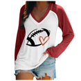 thumbnail image 1 of TSADFHJI Hauts pour Femmes pour l'Automne Chandails en Molleton Légers à Col Rond Manches Longues Imprimé Graphique de Football T-Shirt TTTG Rouge, 1 of 4