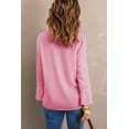 thumbnail image 1 of POGLIP Women's Pink Lace Ruffed Long Sleeve V Neck Shirt, 1 of 6