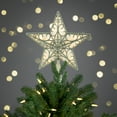 thumbnail image 3 of Northlight 9" Gold and White Glittered Star LED Christmas Tree Topper - Warm White Lights, 3 of 3
