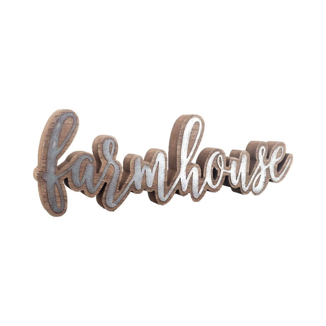 Parisloft Rustic Farmhouse Script Cutout Table Top Freestanding Sign, 3D Farmhouse Word Art Accent Decor 15.75x1x5.25 Inches