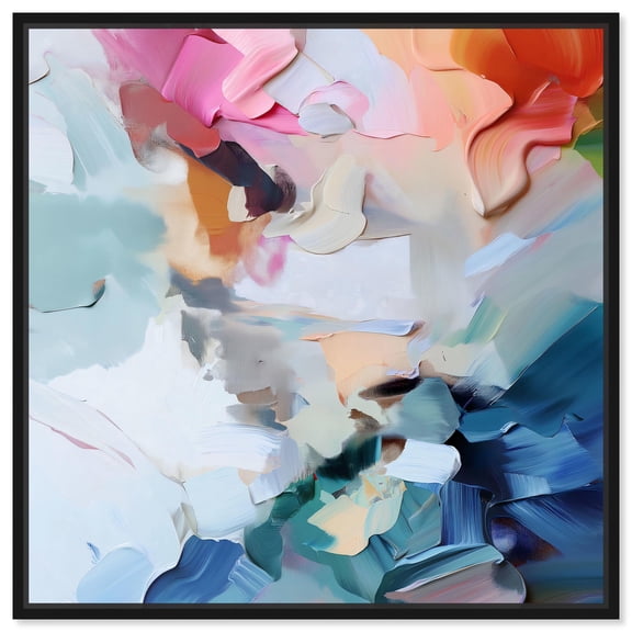 Art Remedy Soft Color Abstracts Canvas, 12" x 12", Black Frame, Rainbow Riot II