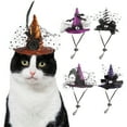 thumbnail image 3 of Nnndbs Halloween Pet Witch Hat for Cats and Small Dogs, Adjustable Witch Hat with Bell and Star Decor, Cute Pet Headwear for Halloween Party, 3 of 3