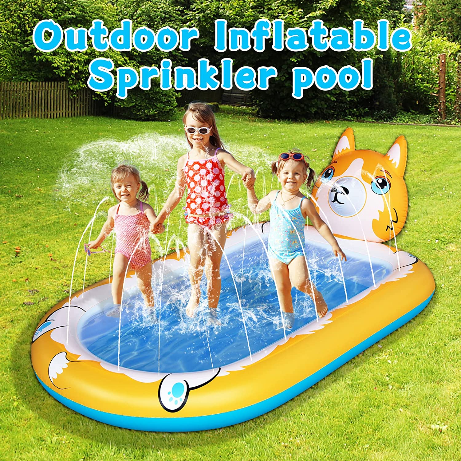 70in Splash Sprinkler Pool, 3in1 Splash Pad Outdoor Water Play Toys