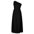 thumbnail image 4 of QLEICOM Summer Dress, Plus Size Casual Dresses, Women Solid Slimming Slit One Shoulder Sleeveless High Waist Long Dress, Beach Dress Sun Dresses Black M, 4 of 5