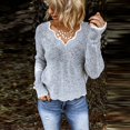 thumbnail image 2 of Suéter casual con cuello en V para mujer, suéter de punto multicolor, camisa básica, otoño e invierno, 2 of 6