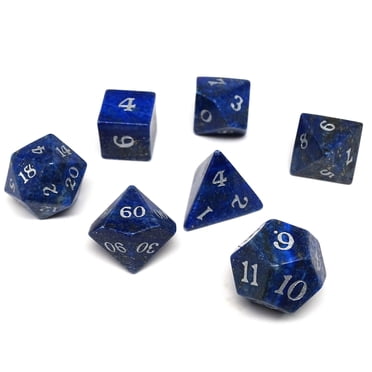 Stone Dice Collection - Lapis With Silver Numbering - Elvenkind Font...