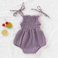 thumbnail image 5 of BLTIBY 2025 Newborn Baby Girl Summer Romper Solid Color Adjustable Halter Sleeveless Backless Overalls Outfits Infant Fashion Bodysuit Purple 6-12 Months, 5 of 9