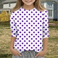 thumbnail image 3 of Ugoldhm Girls Tees Polka Dot Crewneck 3/4 Sleeve Shirts Summer Fall Tunic Tops Sizes 3-12, 3 of 6