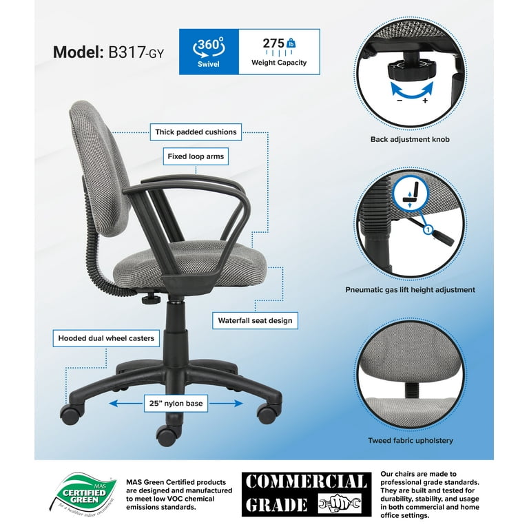 Boss Office Products Perfect Posture Deluxe Office Task