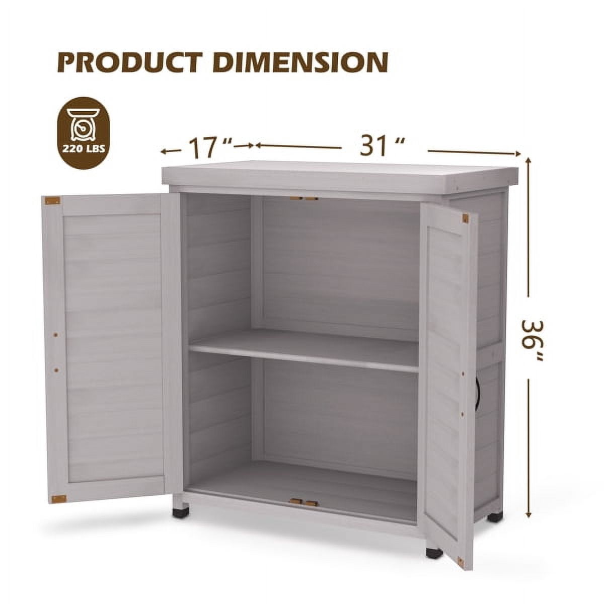 Gray Cedar Potting Bench with Metal Worktop & Magnetic Storage Cabinet – Rustic Outdoor Workstation for Patio, Garden & Deck, 31" L x 17" W x 36" H