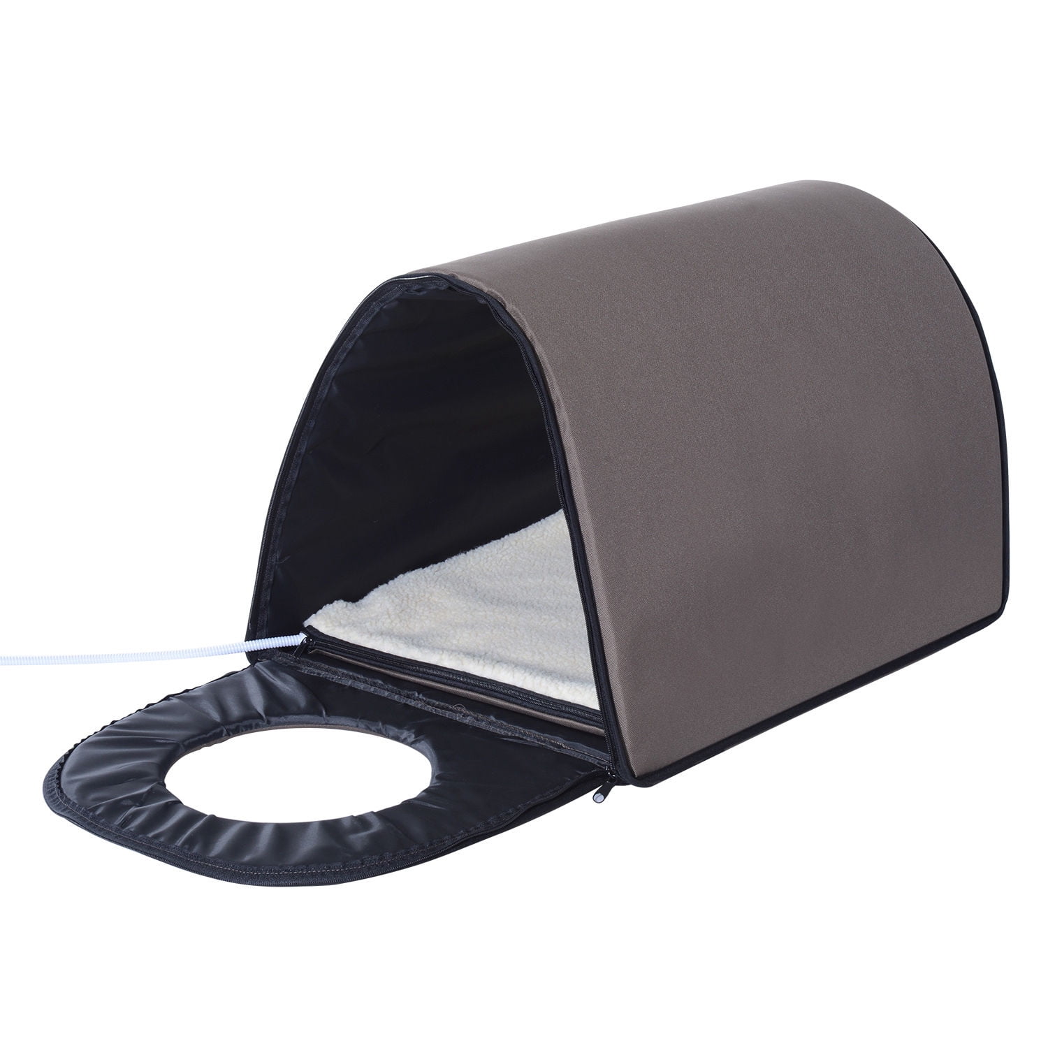 PawHut, Heated Outdoor Cat House, Brown, 21-in