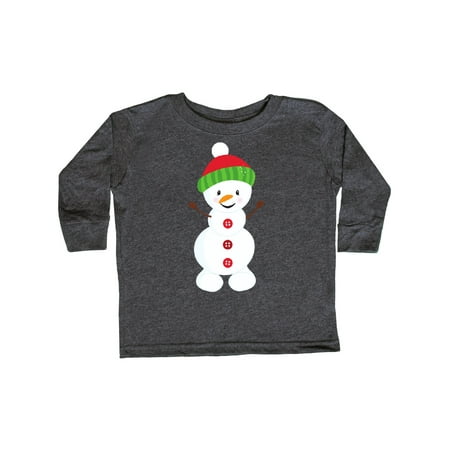 

Inktastic Snowman With Hat Buttons Carrot Nose Gift Toddler Boy or Toddler Girl Long Sleeve T-Shirt