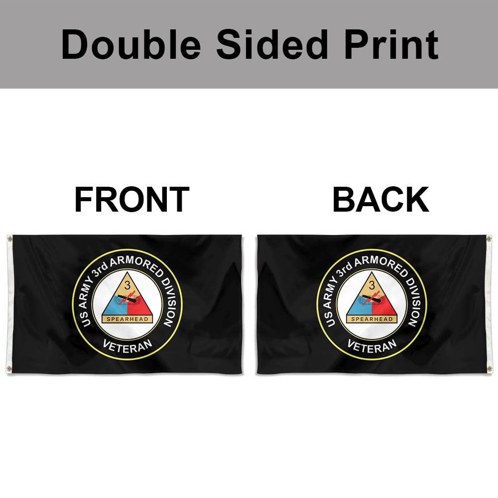 Dutern Double Sided Us Army Veteran 3rd Armored Division Flag Banner 3 Ply with Brass Grommets 3x5 Feet