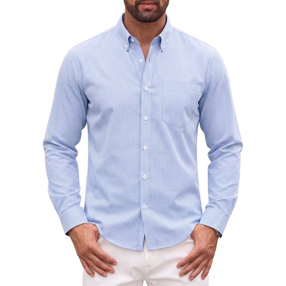sogami Men's Plaid Shirt Casual Long Sleeve Button Down Shirt Regular Fit