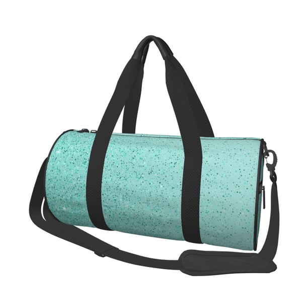 Easygdp Teal Turquoise Glitter Bolsa de Viaje, Bolsa de Mano, Bolsa de Gimnasio, Bolsa de Equipaje para Viaje