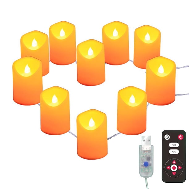 Luz Led De Cadena De Velas Sin Llama Con Luz Blanca Cálida Luz De Cadena Integrada Velas Led Parpadeantes Alimentadas Por Usb Decoración Para El Banquete De Boda En El Hogar Minnieouse HA027972-01