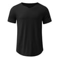 thumbnail image 2 of "Gubotare Compression Shirts For Men Mens Hipster Hop Ripped Round Hemline Hole T Shirt,Black L", 2 of 4