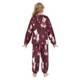 thumbnail image 3 of BZSMCE Unisex Fluffy Pajama Set Burgundy Bear Heart Cuddle Printed, 3 of 8