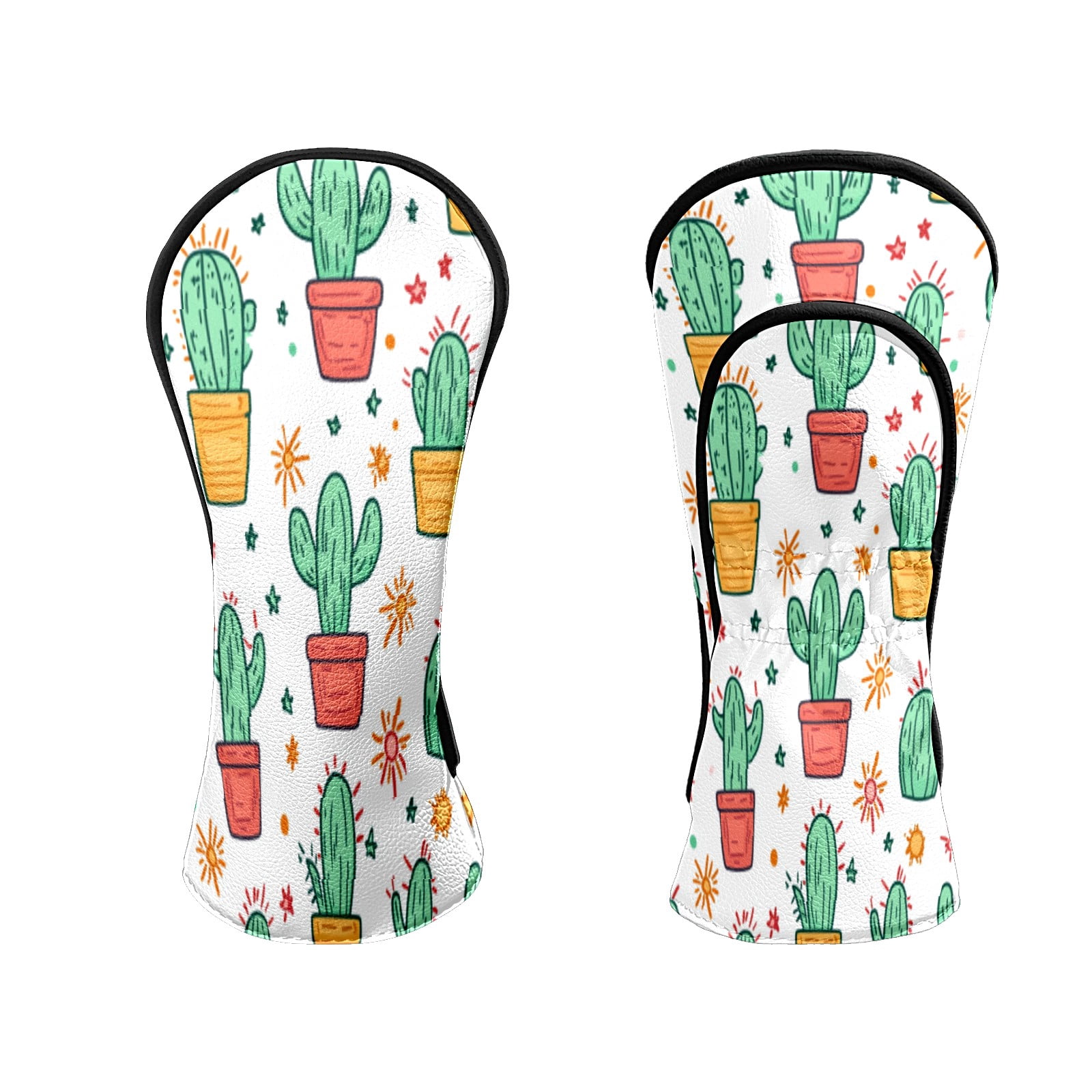 Golf Club Head Covers CactusSucculent_ColorfulPot Waterproof Leather Golf Head Covers for Men Women Driver Head Cover Fairway Headcover for Golf Lovers