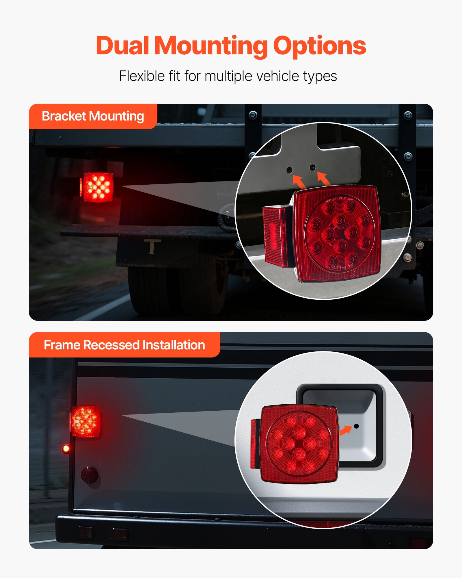 VEVOR Trailer Lights, 12V LED Trailer Tail Lights Kit with Stop Brake Turn Tail License Plate Clearance Lamp, Waterproof Tow Lighting Kit with Wiring Harness for Boat Truck Camper RV Snowmobile Bus