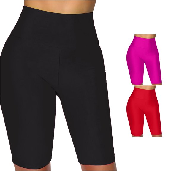 SONXAHE Womens Solid High Waist Biker Shorts Stretch Fitted Bottoms