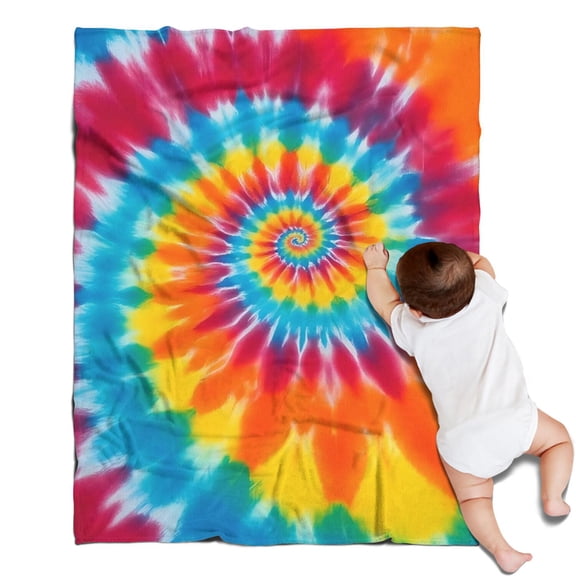 Colorful Rainbow Tie Dye Spiral Pattern Blanket,Comfortable Soft Flannel Throw Blanket,All Season,Warm Lightweight Blankets for Sofa Bed Couch Living Room Chair,30"x40"
