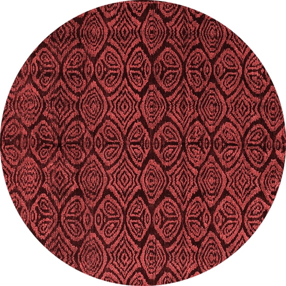 Ahgly Company Indoor Round Abstract Red Modern Area Rugs, 4' Round