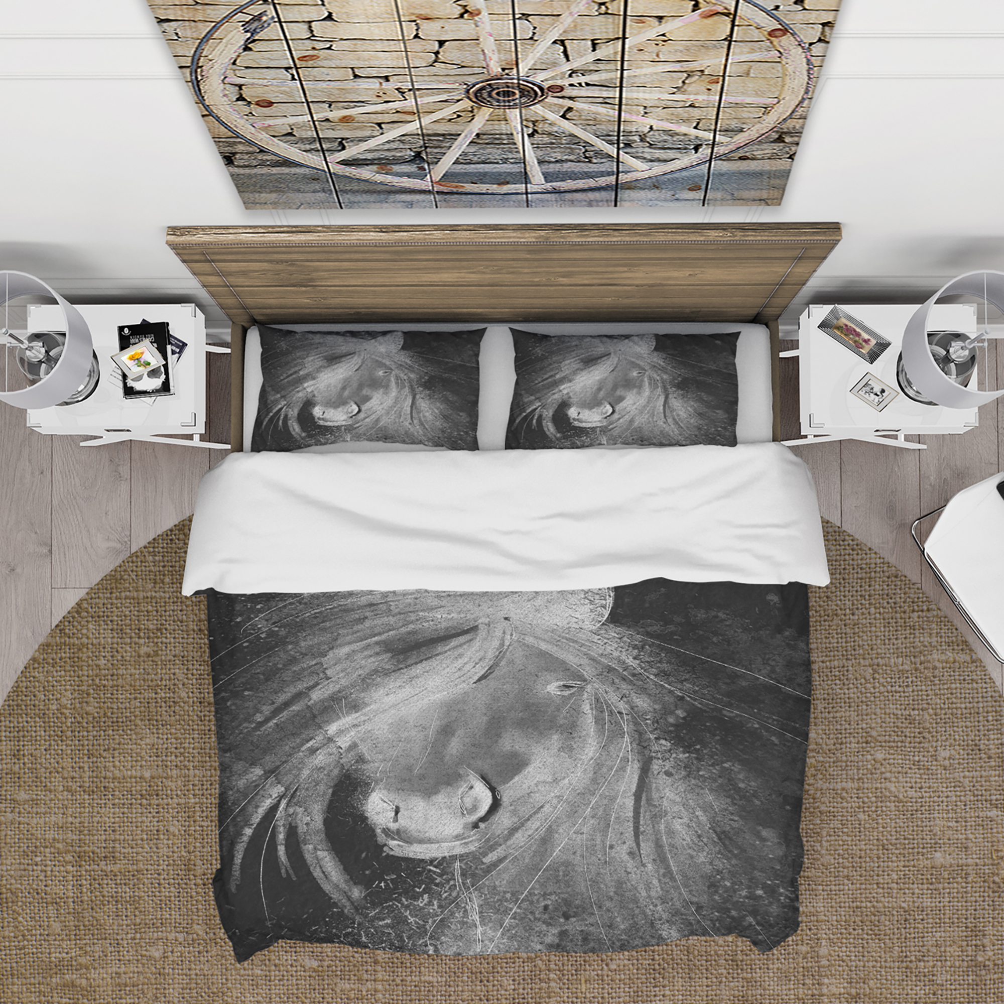 Designart 'Farmhouse Horse VI' Farmhouse Duvet Cover Set