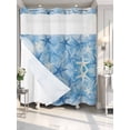 thumbnail image 4 of Starfish No Hook Shower Curtain Waterproof, Bathroom Curtains with Snap in Liners and See Through Top Window, Blue White Coastal Ocean Watercolor Hotel Style Bathtub Curtains Shower 72"Wx72"L, 4 of 8