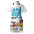 thumbnail image 4 of Airport Apron, Transportation Cartoon Composition of Loading Freight Containers in Cargo Plane, Unisex Kitchen Bib with Adjustable Neck for Cooking Gardening, Adult Size, Multicolor, by Ambesonne, 4 of 4