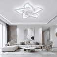 thumbnail image 4 of Garwarm 24.6" White Flower Ceiling Fan with Light, Low Profile Flush Mount Fandelier, Dimmable LED Ceiling Light with Remote, 6-Speed Reversible Fan for Bedroom, Kitchen, Living Room, 4 of 19