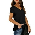 thumbnail image 3 of USSUMA Womens Blouses Tops Dressy Solid Color Tops for Women Casual Summer V Neck Plus Size Tunic Women's Short Sleeve Cute Petal Sleeve Loose T-Shirts Trendy, 3 of 7
