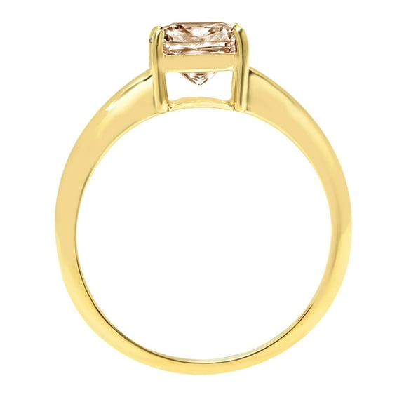 1.5 ct Cushion Cut Simulated Champagne Diamond Solitaire Engagement Ring for Women in 18K Yellow Gold