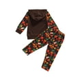 thumbnail image 3 of Infant Toddler Baby Boy Girl Thanksgiving Outfit Smiley Hoodie Sweatshirt Top Stripe Pants 2Pcs Set, 3 of 7