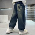 thumbnail image 6 of JUMEYU Big Boys Baggy Jeans Boy's Jeans Skinny Fit Fashion Comfy Denim Jeans Pants Size 9-10 (Blue,9-10 Years), 6 of 7
