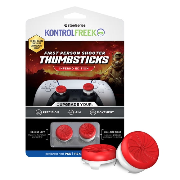 Thumbsticks KontrolFreek FPS Freek Inferno para PS4 y PS5, rojo y blanco