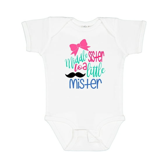 Inktastic Middle Sister to a Little Mister Girls Baby Bodysuit